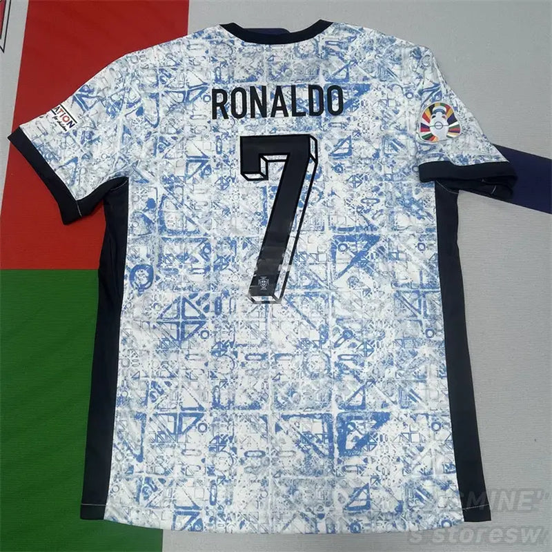 Euro 2024 Portugal Away Ronaldo No.7 Short Sleeve Soccer Jersey